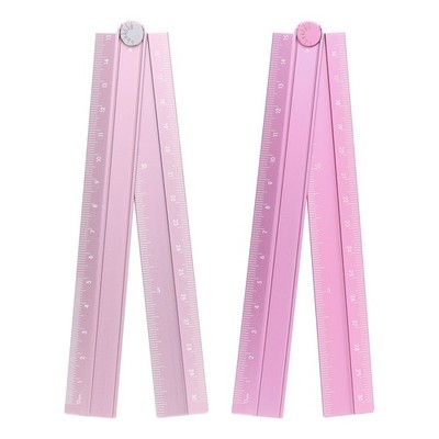 2 Straight 30cm Aluminum Measuring Rulers, Pink/Light Pink