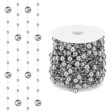 uxcell 98ft Grey 8mm 3mm Pearl Garland Craft Chain