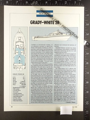1989 1-page FEATURE on Grady White 280 Marlin 28 32 fishing boat