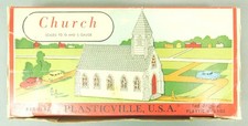 USED O-scale Plasticville 1600-100 Church COMPLETE w/Box