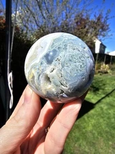 Quartz & Moss agate Sphere Green druzy crystal Green 5.2cm 239g