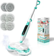 Scrubbing Steam Mop with Rotating Mop Pads, All-In-One Hard Floor Cleaner with L