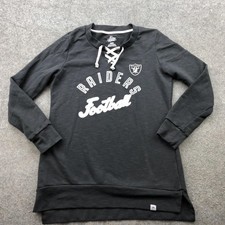 Las Vegas Raiders Shirt Womens Medium NFL Football Long Sleeve Majestic Laced