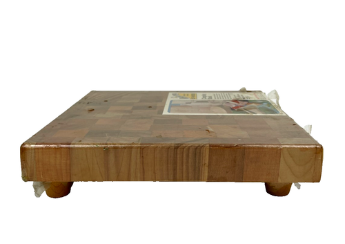 Vintage Martens Butcher Block Footed Cutting Board Wood 11x11 Inch Riser Decor - Picture 7 of 7