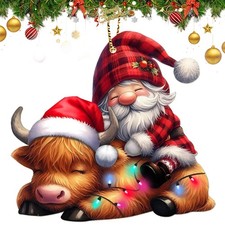 Funny Christmas Ornaments 2025, Highland Cow Ornament, Santa-cow