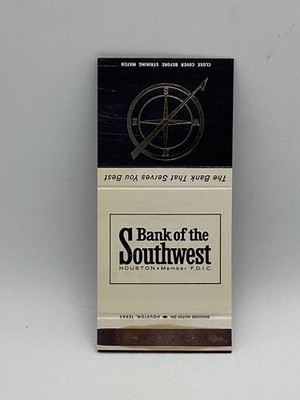 Vintage Bank of the Southwest Houston Matchbook Compass Design F.D.I.C.