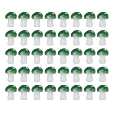 0.6" x 0.5" Cute Mushroom Beads, 40 Pcs Small Glass Beads, Green
