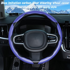 Black Car 3pcs Segmented Steering Wheel Cover Carbon Fiber Anti-slip Breathable