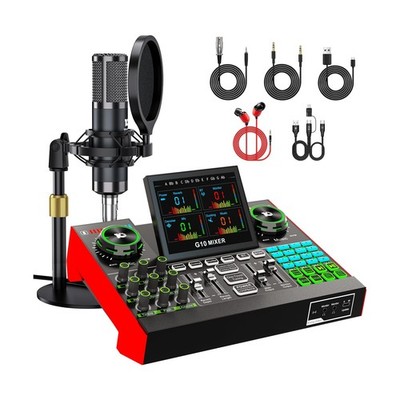 Podcast Microphone Bundle with Live Sound Board Audio Mixer, Podcast Equipmen...