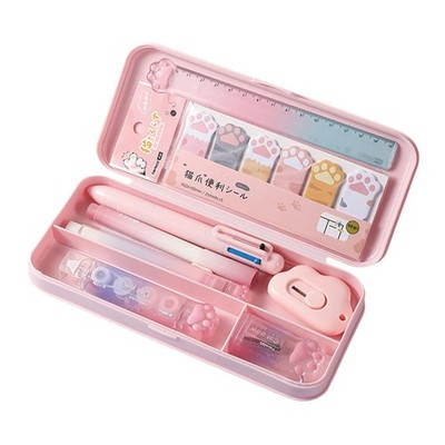 MOZXIRZ 9 Pcs Cute Pink Stationery Set Cat Paw School Compact, Paw-Pink 
