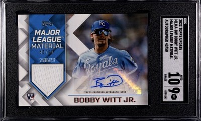 2022 Topps Update Bobby Witt Jr Rookie Major League Material Auto /50 SGC 9 / 10