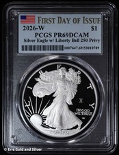 1776-2026 W Proof American Silver Eagle Liberty Bell Privy | PCGS PR69 DCAM FDOI