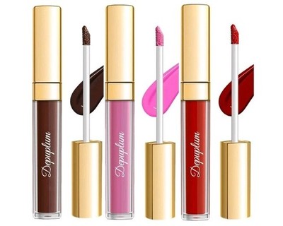 3 Colors Red Matte Liquid Lipstick Set, Burgundy Ruby Red Lip Gloss for Women,