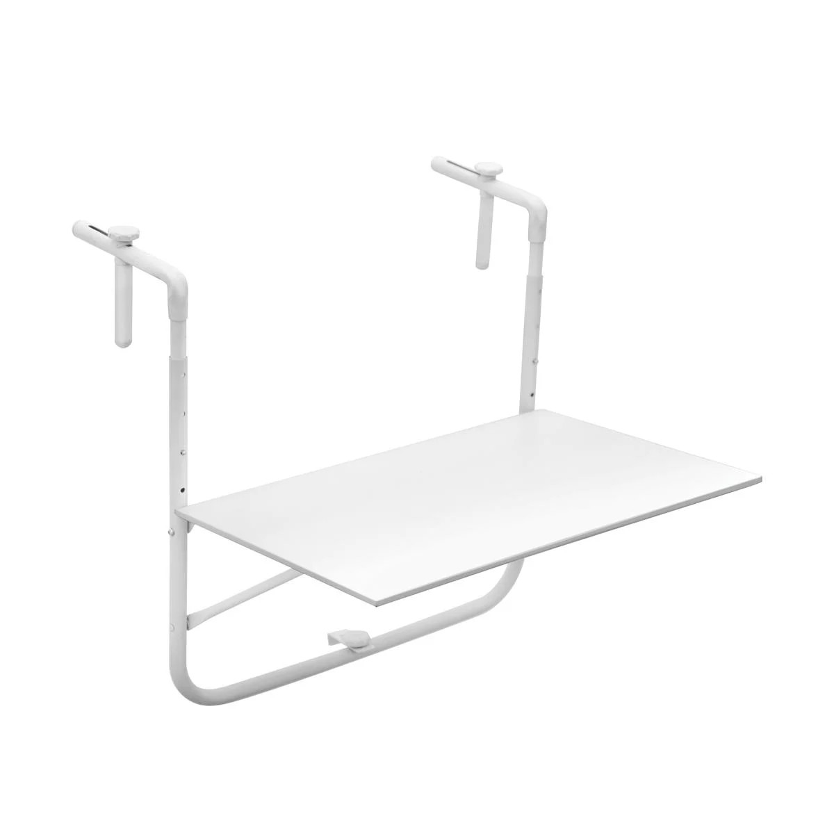 Table de balcon suspendue et rabattable blanche 60x52 cm pour petits espaces