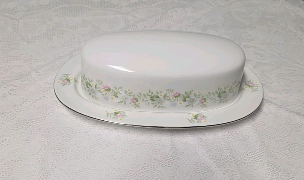 JOHANN HAVILAND Bavaria Germany FOREVER SPRING Oval Butter Dish w/Lid