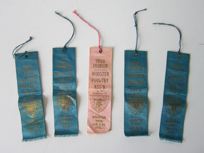 Lot Of 5 WOOSTER OHIO Poultry Assn 1912 & 1918 COMPETITION RIBBONS
