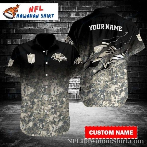 Camouflage Kickoff Ravens Tactical Aloha Hawaiian Shirt