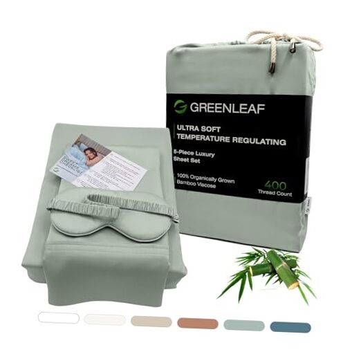 Organic Bamboo Viscose King Size Sheets in Seaglass Green