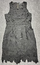 ASTR Dress Womens Medium Black Floral Lace Sheath Scoop Neck Sleeveless Cocktail
