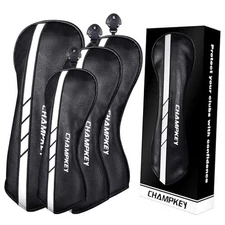  Premium Golf Head Covers for Woods and Driver Black-4 Head Covers (No.1,3,5,X)
