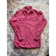 Champion Western Mens Pink Long Sleeve Pearl Snap Shirt Long Tail Size 15/34