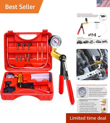 #ad Hand Held Vacuum Pump Tester Set Vacuum Gauge and Brake Bleeder Kit $27.99