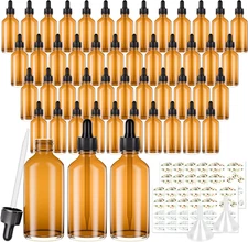 1Oz Amber Glass Dropper Bottles 48 Pack Tincture Bottles with Eye Droppers, Two