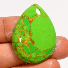 28 Ct Stabilized Green Copper Turquoise Pear Cabochon Loose Gemstone 33X24X6 mm