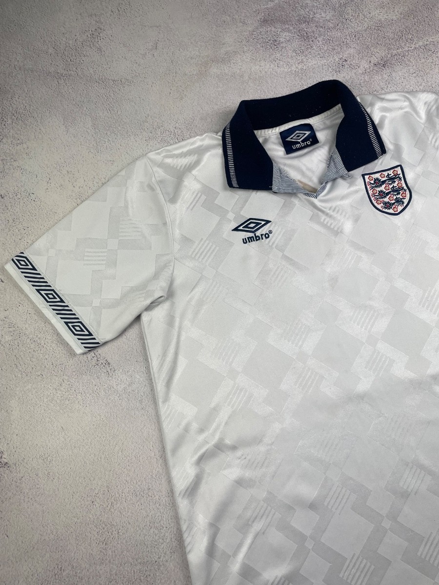 Rare! Umbro England 1990-92 Home Shirt #19 (Gascoigne) White Size