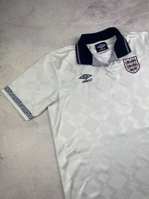 Rare! Umbro England 1990-92 Home Shirt #19 (Gascoigne) White Size