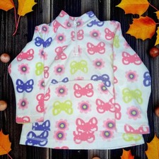 Hanna Andersson Fleece Jacket Coat Butterfly Sz 5 110 cm 1/4 Zip Pullover Pink