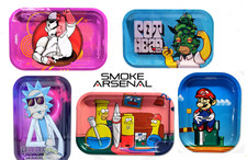 Smoke Arsenal & Unbranded Metal Smoking  Rolling Tray Medium 28 x 18 CM-VARIOUS