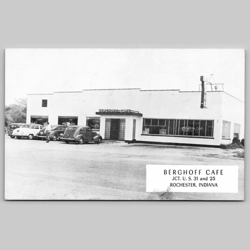 Postkarte Berghoff Cafe Rochester Indiana Vintage Diner