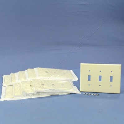Leviton 80511-A Almond 3-Gang Toggle Switch Plastic Midway Wallplates 10-pack