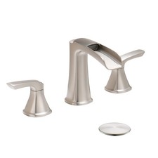 Brushed Nickel Bathroom Faucet 3 Hole, Waterfall 8 Inch Widespread Bathroom Sink