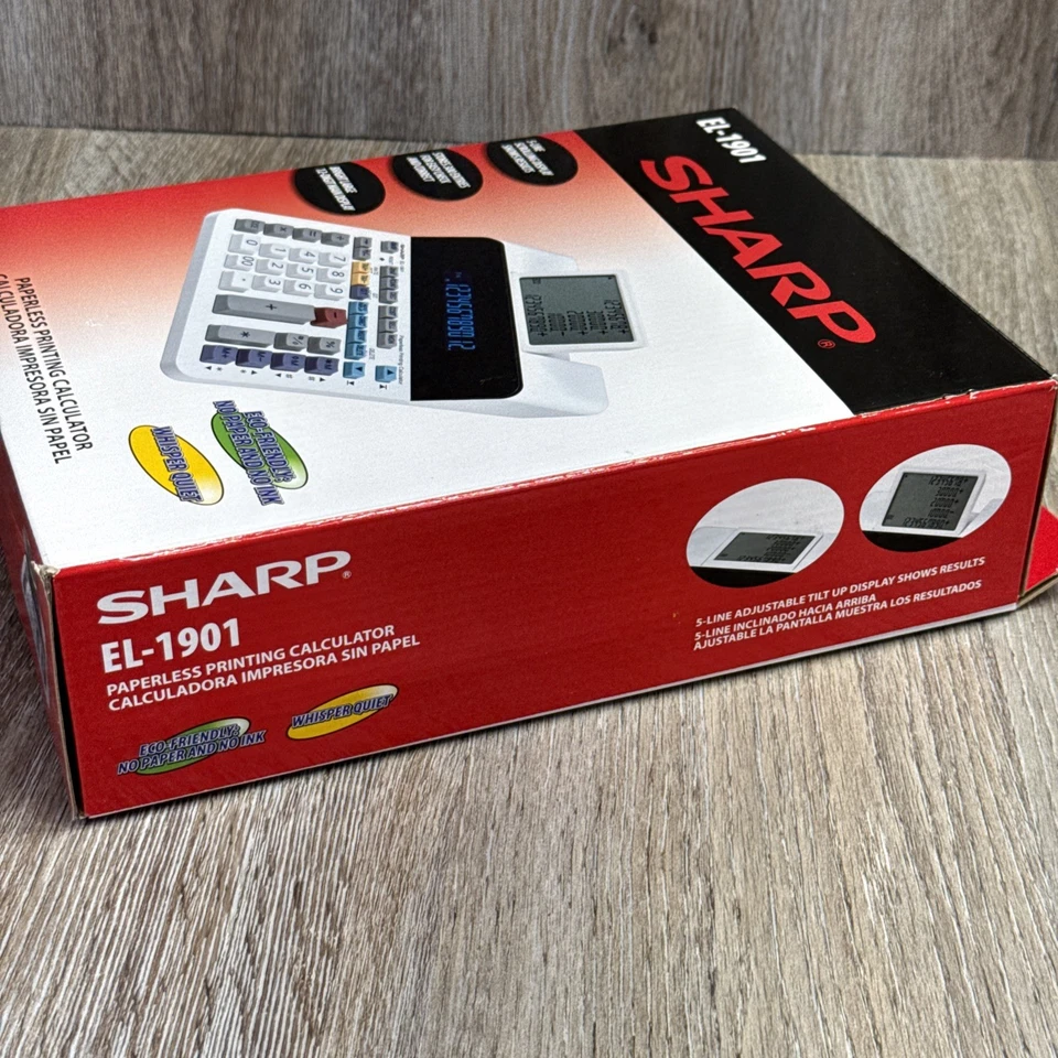 NEW Sharp EL-1901 Paperless Printing Calculator w/Check and Correct 12-Digit LCD - Image 3 of 4