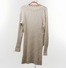 H&M Cream Knit Jumper Dress Size XS / S Soft Cozy Winter Sweater Dress Womens