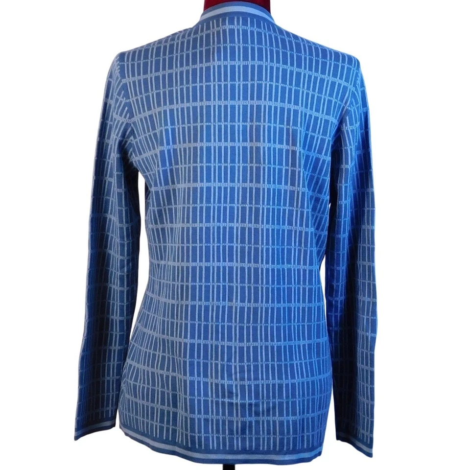 Кардиган Brooks Brothers двойной жаккардовый из шелковой/хлопковой смеси средний синий BWW02 - Изображение 3 из 4