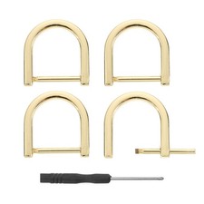 D-Rings Screw in Shackle, 4Pcs 20mm U Shape D Ring for Purse Bag DIY, Gold