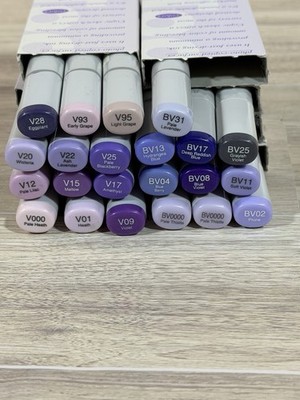 Copic Sketch Markers in a variety of violet and blue-violet shades Lot Of 22