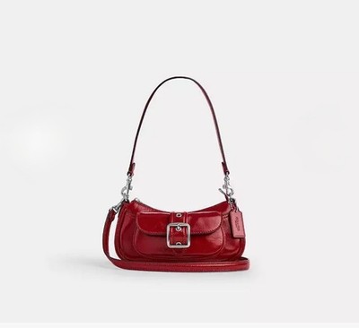 COACH ASHTON MINI SHOULDER BAG | DARK CARDINAL RED GLAZED LEATHER