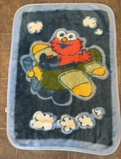 Vintage Sesame Street Baby Elmo Airplane Baby Blanket 30x40 inch