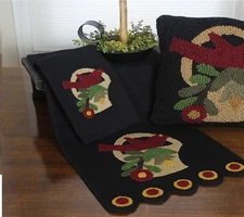 Home Collection by Raghu Bird in Basket Felt Table Runner, Multi