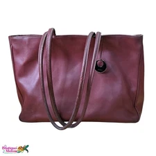 Furla Tote Shoulder Bag Wine Color Leather Large Women
