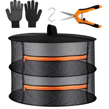 Herb Drying Rack- 2ft Diameter 2 Layer Folding Mesh Hanging Basket Dryer Net ...