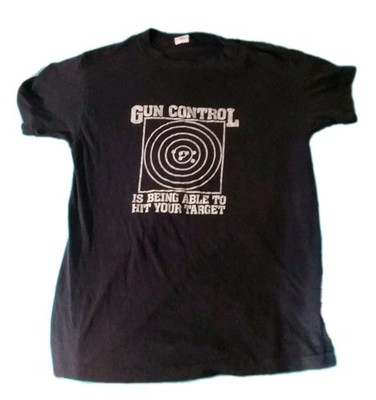 Vintage 90s Gun Control T-Shirt Mens L Faded Black Outlaw Hit Your Target Tee
