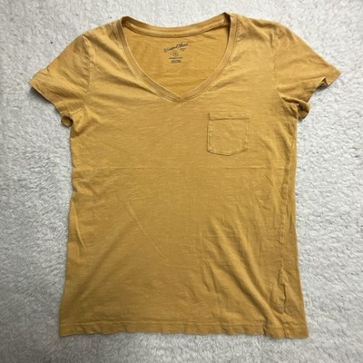 Universal Thread Monterey Yellow V-Neck Pocket Short Sleeve Women's T-Shirt XS