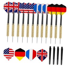 12pcs Steel Tip Darts Set, 18 Grams Professional Metal Darts, Metal Tip Darts