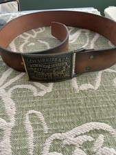 Vtg 70 s Levi s Brown Leather Belt 30 Western Style with Logo Buckle USA