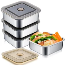 4 Pack 43oz Sandwich Containers, Stainless Steel Sandwich with Airtight Lids,...